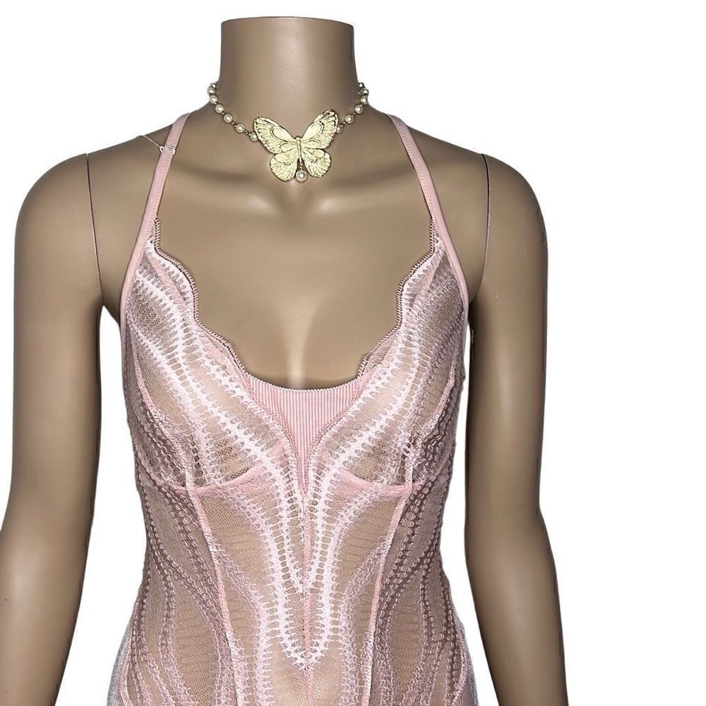 NWT Wolford Esmeralda String Body Rose Powder Pink 10 D-cup M - Picture 3 of 15